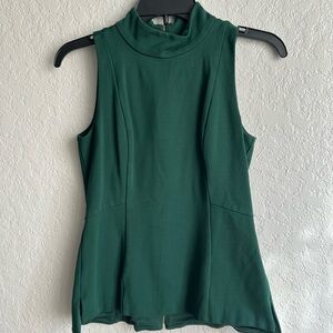 White House Black Market Forest Green Sleeveless fitted high neck top size 0